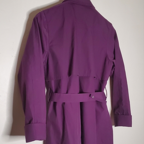 Grape Purple London Fog Single Breasted Trench Coat - Picture 9 of 15